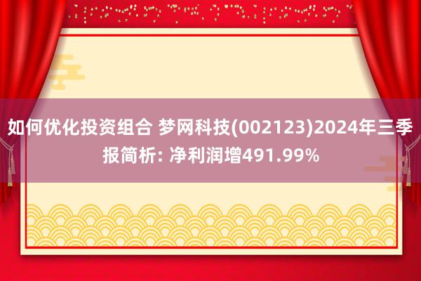 如何优化投资组合 梦网科技(002123)2024年三季报简析: 净利润增491.99%