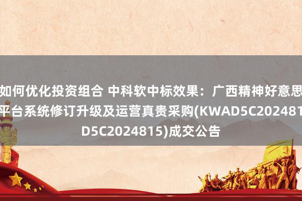 如何优化投资组合 中科软中标效果：广西精神好意思丽创建处置平台系统修订升级及运营真贵采购(KWAD5C2024815)成交公告