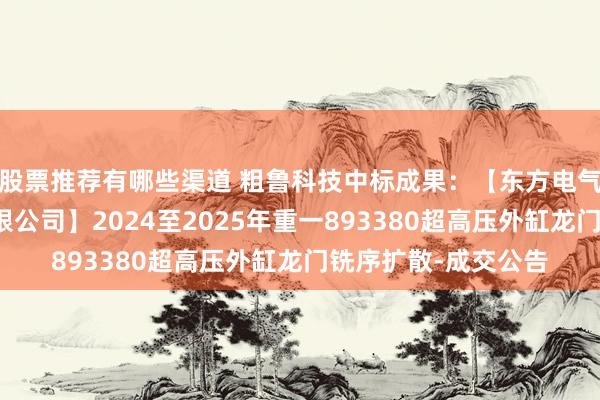 股票推荐有哪些渠道 粗鲁科技中标成果：【东方电气集团东方汽轮机有限公司】2024至2025年重一893380超高压外缸龙门铣序扩散-成交公告