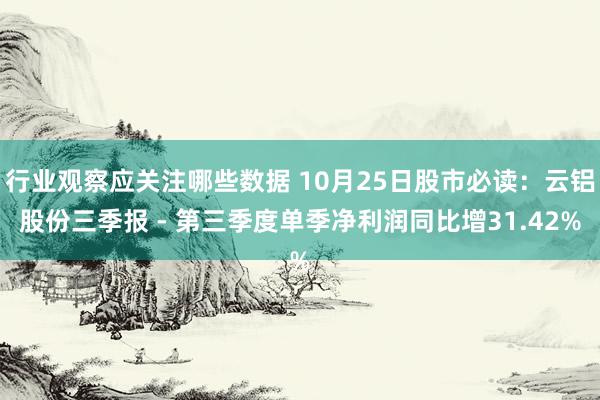 行业观察应关注哪些数据 10月25日股市必读：云铝股份三季报 - 第三季度单季净利润同比增31.42%