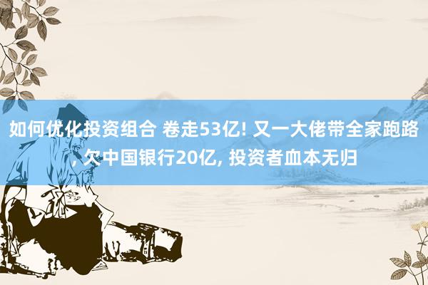 如何优化投资组合 卷走53亿! 又一大佬带全家跑路, 欠中国银行20亿, 投资者血本无归