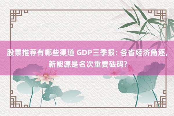 股票推荐有哪些渠道 GDP三季报: 各省经济角逐, 新能源是名次重要砝码?