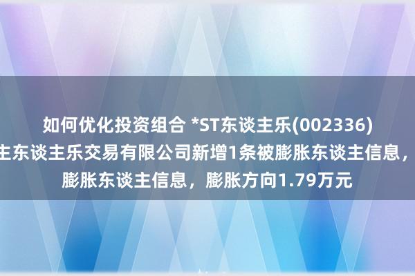 如何优化投资组合 *ST东谈主乐(002336)控股的成皆市东谈主东谈主乐交易有限公司新增1条被膨胀东谈主信息，膨胀方向1.79万元