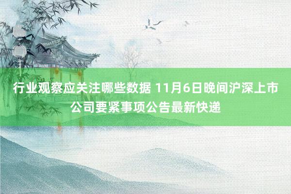 行业观察应关注哪些数据 11月6日晚间沪深上市公司要紧事项公告最新快递