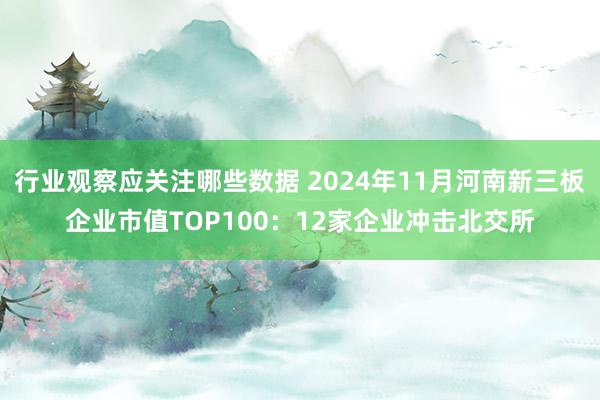 行业观察应关注哪些数据 2024年11月河南新三板企业市值TOP100：12家企业冲击北交所