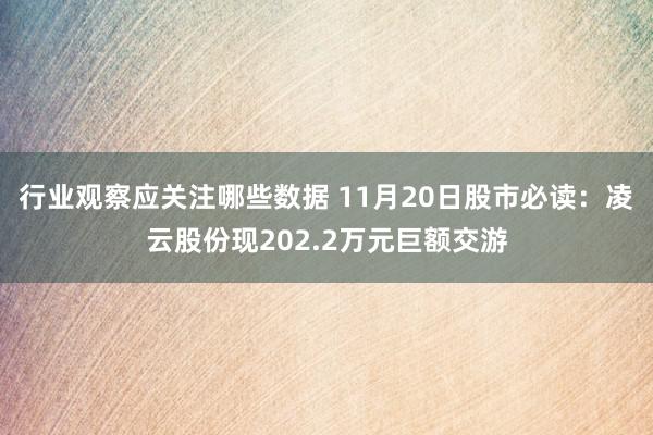 行业观察应关注哪些数据 11月20日股市必读：凌云股份现202.2万元巨额交游