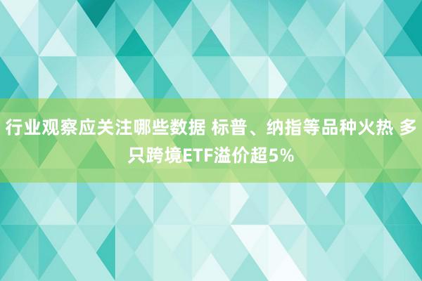 行业观察应关注哪些数据 标普、纳指等品种火热 多只跨境ETF溢价超5%