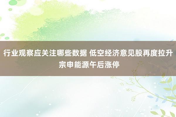 行业观察应关注哪些数据 低空经济意见股再度拉升 宗申能源午后涨停