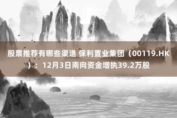 股票推荐有哪些渠道 保利置业集团（00119.HK）：12月3日南向资金增执39.2万股