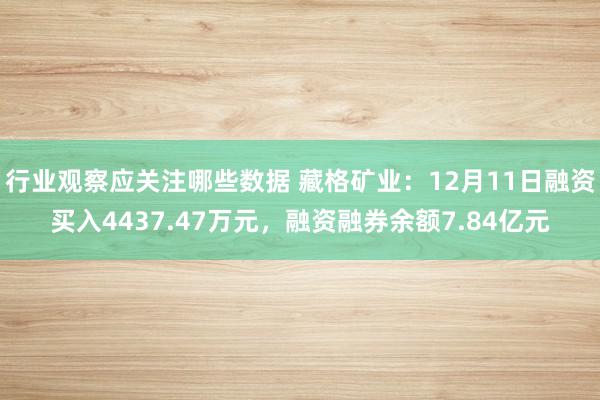 行业观察应关注哪些数据 藏格矿业：12月11日融资买入4437.47万元，融资融券余额7.84亿元