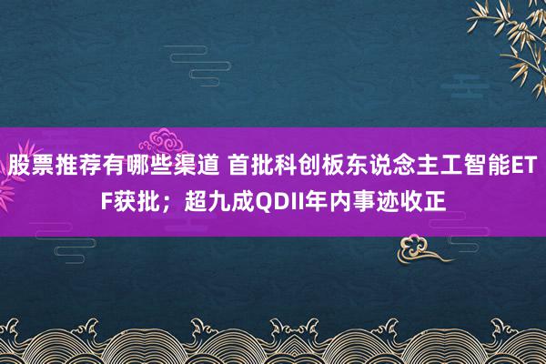 股票推荐有哪些渠道 首批科创板东说念主工智能ETF获批；超九成QDII年内事迹收正