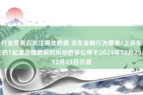 行业观察应关注哪些数据 京东金融行为原告/上诉东说念主的1起波及借款契约纠纷的诉讼将于2024年12月23日开庭