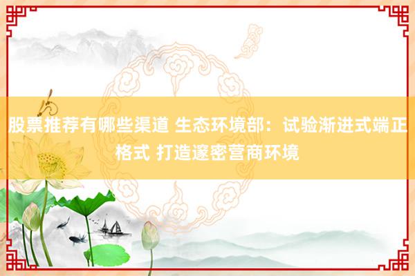 股票推荐有哪些渠道 生态环境部：试验渐进式端正格式 打造邃密营商环境