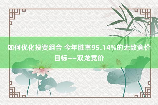 如何优化投资组合 今年胜率95.14%的无敌竞价目标——双龙竞价