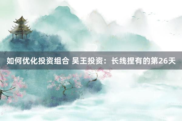 如何优化投资组合 吴王投资：长线捏有的第26天