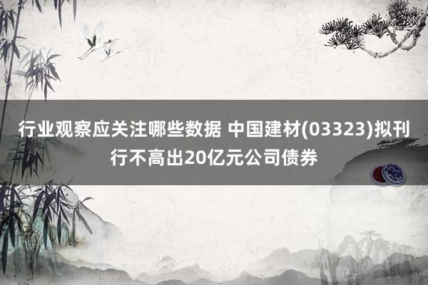 行业观察应关注哪些数据 中国建材(03323)拟刊行不高出20亿元公司债券