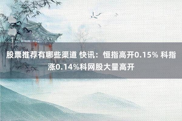 股票推荐有哪些渠道 快讯：恒指高开0.15% 科指涨0.14%科网股大量高开