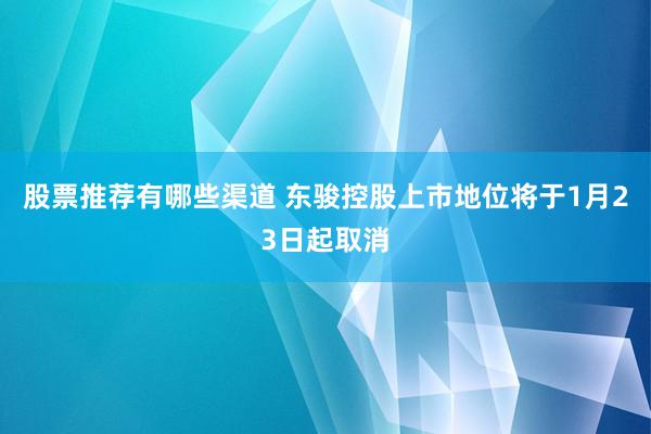 股票推荐有哪些渠道 东骏控股上市地位将于1月23日起取消