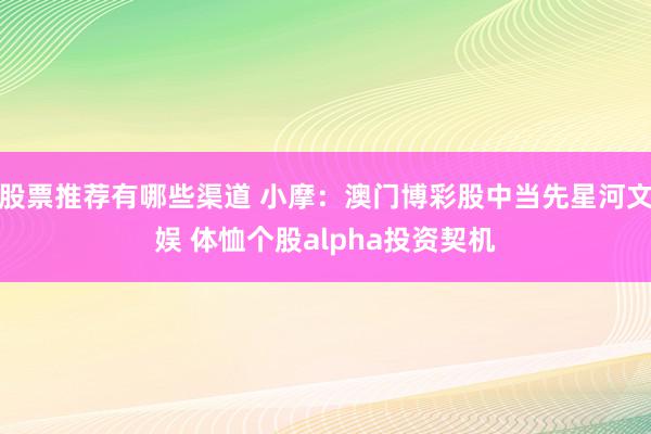 股票推荐有哪些渠道 小摩：澳门博彩股中当先星河文娱 体恤个股alpha投资契机