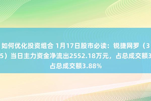 如何优化投资组合 1月17日股市必读：锐捷网罗（301165）当日主力资金净流出2552.18万元，占总成交额3.88%