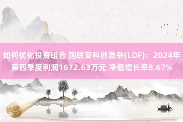 如何优化投资组合 国联安科创混杂(LOF)：2024年第四季度利润1672.63万元 净值增长率8.67%