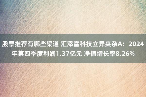 股票推荐有哪些渠道 汇添富科技立异夹杂A：2024年第四季度利润1.37亿元 净值增长率8.26%