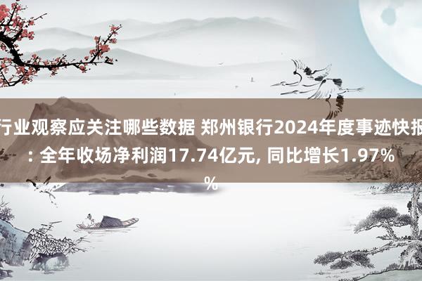 行业观察应关注哪些数据 郑州银行2024年度事迹快报: 全年收场净利润17.74亿元, 同比增长1.97%