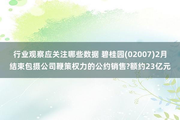 行业观察应关注哪些数据 碧桂园(02007)2月结束包摄公司鞭策权力的公约销售?额约23亿元