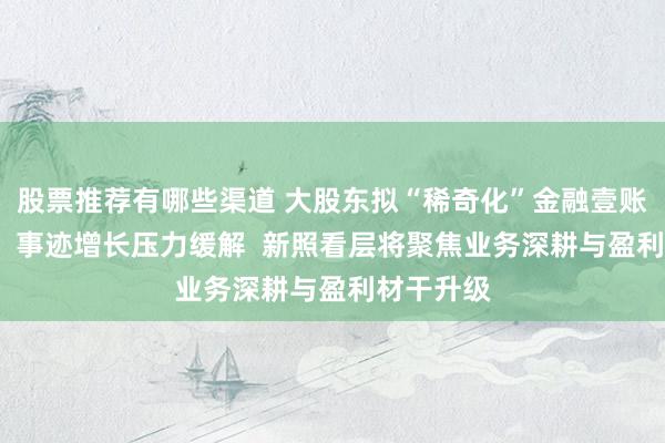 股票推荐有哪些渠道 大股东拟“稀奇化”金融壹账通  业界：事迹增长压力缓解  新照看层将聚焦业务深耕与盈利材干升级