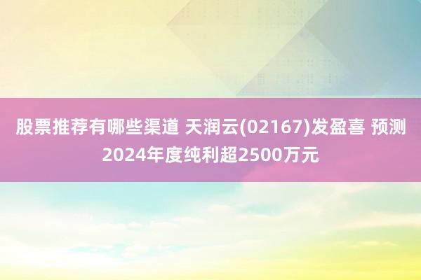 股票推荐有哪些渠道 天润云(02167)发盈喜 预测2024年度纯利超2500万元