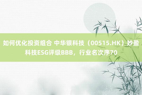 如何优化投资组合 中华银科技（00515.HK）妙盈科技ESG评级BBB，行业名次序70