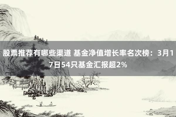 股票推荐有哪些渠道 基金净值增长率名次榜：3月17日54只基金汇报超2%